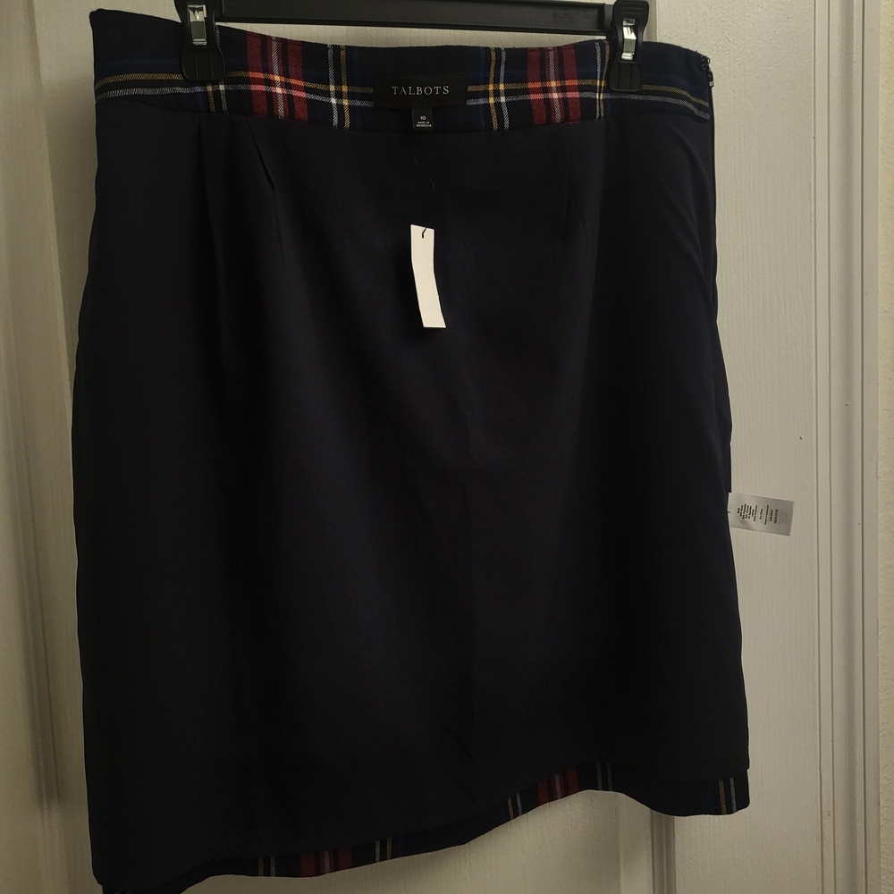Talbots Navy Plaid Mini Skirt with Red & Yellow Stripes - Picture 9 of 10